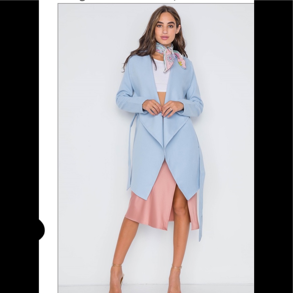 Light blue fleece long sleeve open jacket